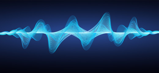 Poster - Abstract blue sound waves. Effect wavy lines.
