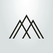 black and white linear icon of three mountain peaks