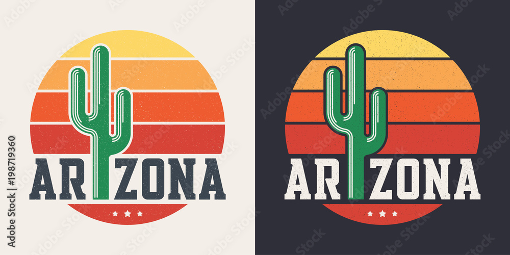 Arizona t-shirt design, print, typography, label with styled sag - obrazy, fototapety, plakaty 