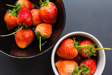 Wall Mural - Strawberry fresh vitamin fruit in bowl top view