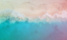 Drone Panorama Grace Bay With Colored Light Leak, Providenciales, Turks And Caicos