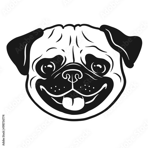 Pug 8x10 FT Photo Backdrops,Cartoon Pug Dog Caricature with Its Tongue Out Happy Face Animal Fun Illustration Background for Child Baby Shower Photo Vinyl Studio Prop Photobooth Photoshoot
