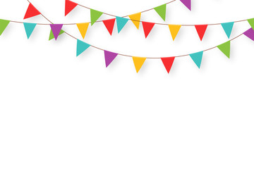 carnival garland with flags. decorative colorful party pennants for birthday celebration, festival a