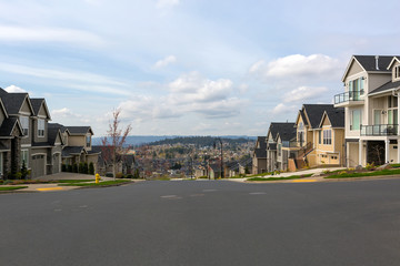 New Custom Built Homes in Suburban Neighborhood Street