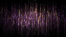 3d Render, Abstract Digital Background, Vertical Purple Gold Lines, Rain, Sparkling Backdrop, Noise, Equalizer, Spectrum