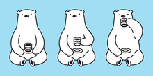 Bear Vector Icon Polar Bear Logo Panda Teddy Illustration Coffee Tea Drink Cartoon Doodle 