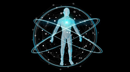 Aufkleber - Digital x-ray human body scan background interface 3D rendering
