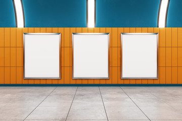Fototapete - Modern subway with empty banner