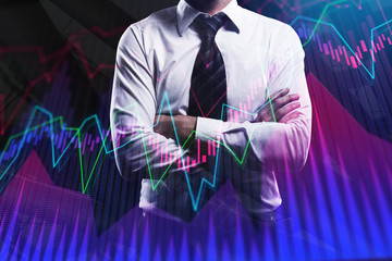 Wall Mural - Businessman with creative forex chart