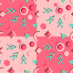 Poster - Seamless pattern geometric shape minimal design paper cut background.Vector illustration.