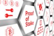 Proof of Stake concept cell blurred background 3d illustration