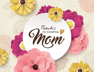 Wall Mural - Mother's day greeting card design with beautiful blossom flowers