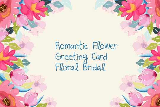 Wedding invitation card with flower Templates on white background