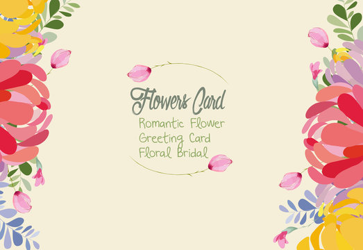 Wedding invitation card with flower Templates on white background
