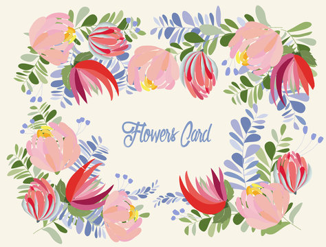 Wedding invitation card with flower. Templates on isolated background