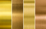 Fototapeta  - various brushed gold and bronze metal textures set