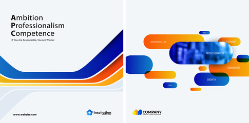Poster - Set of blue orange abstract vector design for graphic template. Creative modern business background.