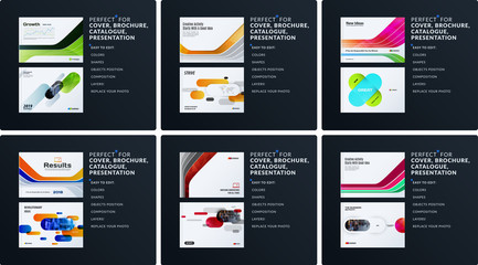 Wall Mural - Presentation. Abstract vector set of modern horizontal templates with colourful smooth shapes