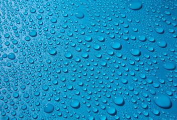 water drops on blue background