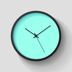 Poster - Simple wall Clock in realistic style, minimalistic timer on light background. Business watch. Vector design element for you project
