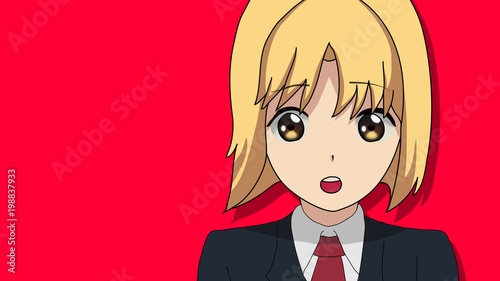 Anime Girl Blonde Hair Teenage In A Japanese High School Uniform
