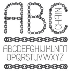 Poster - Vector English alphabet letters, abc collection. Upper case creative font  made with steel chain link, joined link.