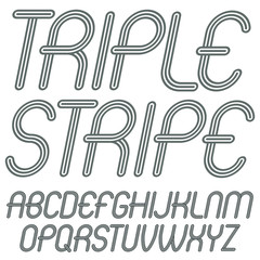 Poster - set of disco vector upper case english alphabet letters isolated. funky italic rounded font, typescr