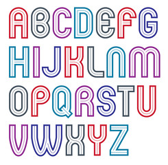Poster - Vector bold capital alphabet letters collection made with white lines, can be used in poster design as newspaper advertising