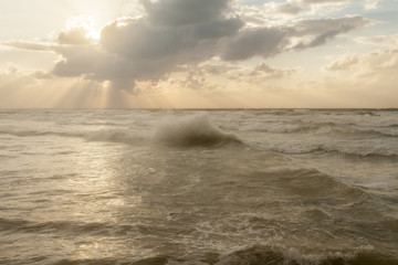 Poster - Quiet beautiful golden sunset on the sea. Summer nature background