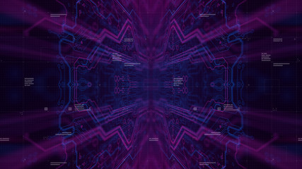 Poster - Kaleidoscope Pattern. Technology geometry Geometric Texture. Digital technology. Abstract. 3D illustration. Printed circuit board. Stylish holographic.