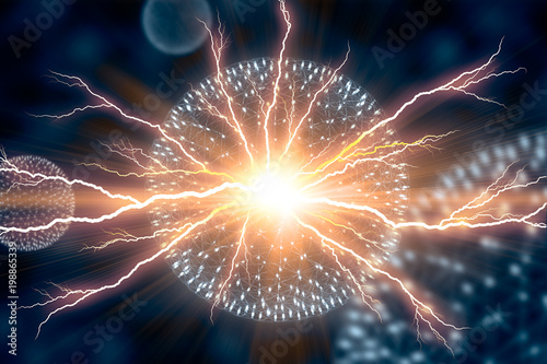Cuadros en Lienzo CG model Electricity Nucleus Atom Nuclear explode bomb emit x-ray radiation magnetic fields nuclear physics science