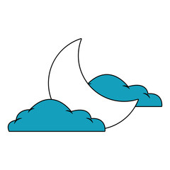 Sticker - Moon and clouds vector illustration graphic design