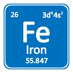 Periodic table element iron icon.