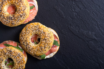 Wall Mural - Homemade bagels with salmon