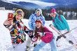 © Africa Studio - Happy friends taking selfie on ski piste at snowy resort. Winter vacation