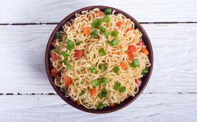 Instant noodles in bowl