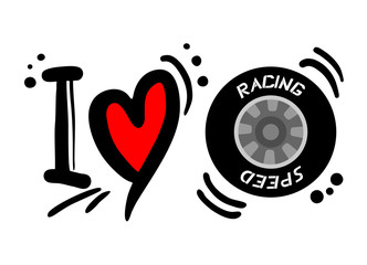 Wall Mural - Love Racing message