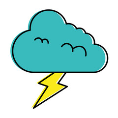 Sticker - climate cloud with thunder vector illustration design