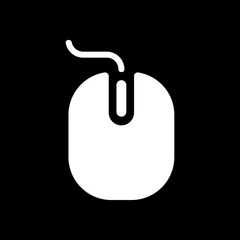Poster - computer mouse icon. White icon on black background. Inversion