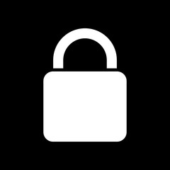 Poster - lock icon. White icon on black background. Inversion