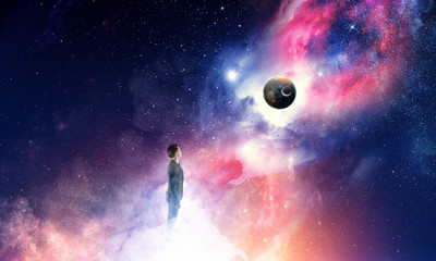 Wall Mural - businessman and cosmos concept