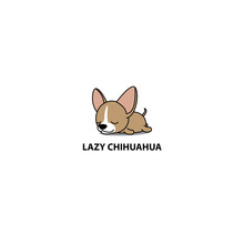 Lazy Dog, Cute Chihuahua Puppy Sleeping Icon, Logo Design, Vector Illustration