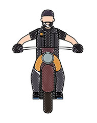 Sticker - biker in the classic motorcycle character