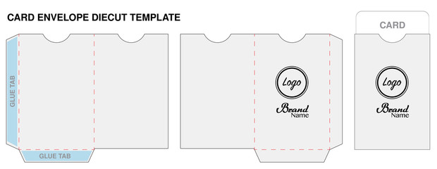 key card envelope die-cut template mockup vector