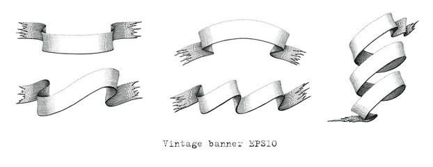 Vintage banners hand drawing engraving illustration