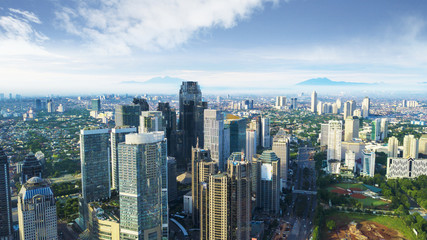 Wall Mural - Office buildings under blue sky