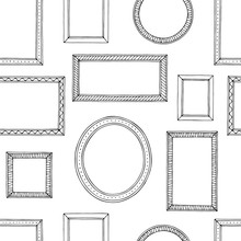 Picture Frame Graphic Black White Seamless Pattern Sketch Background Illustration Vector