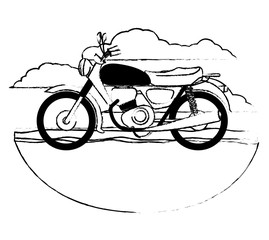 Wall Mural - retro motorcycle classic in the road scene