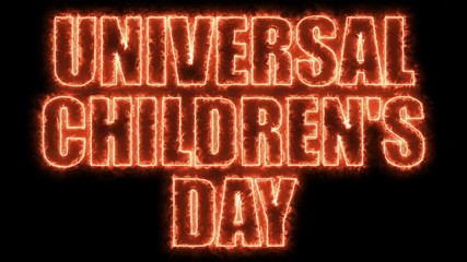 Poster - Universal children day text, 3d rendering background, computer generating, can be used for holidays festive design