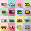 Radio music old device icons set. Flat illustration of 16 radio music old device vector icons for web
